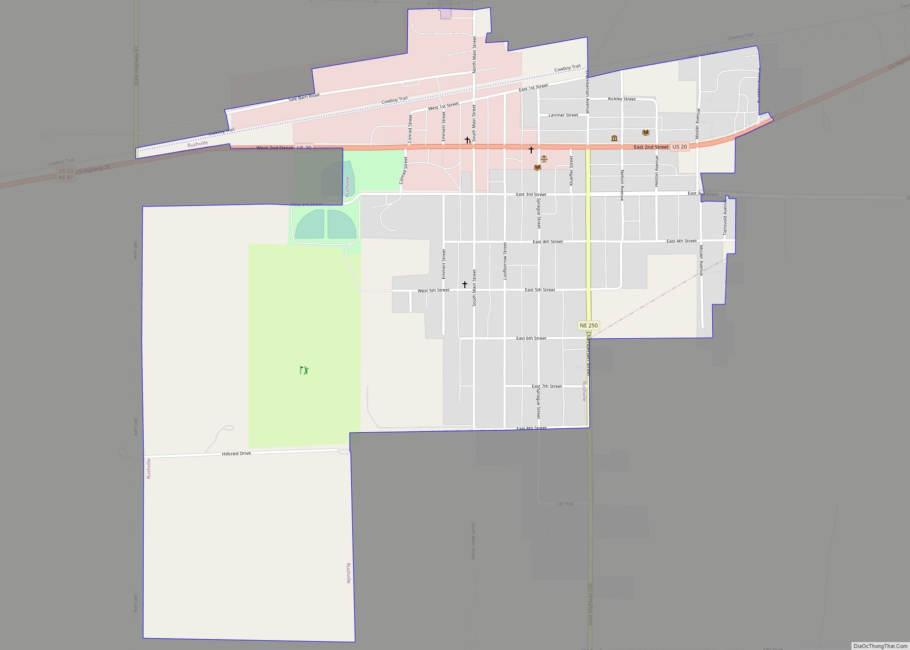 Map of Rushville city, Nebraska