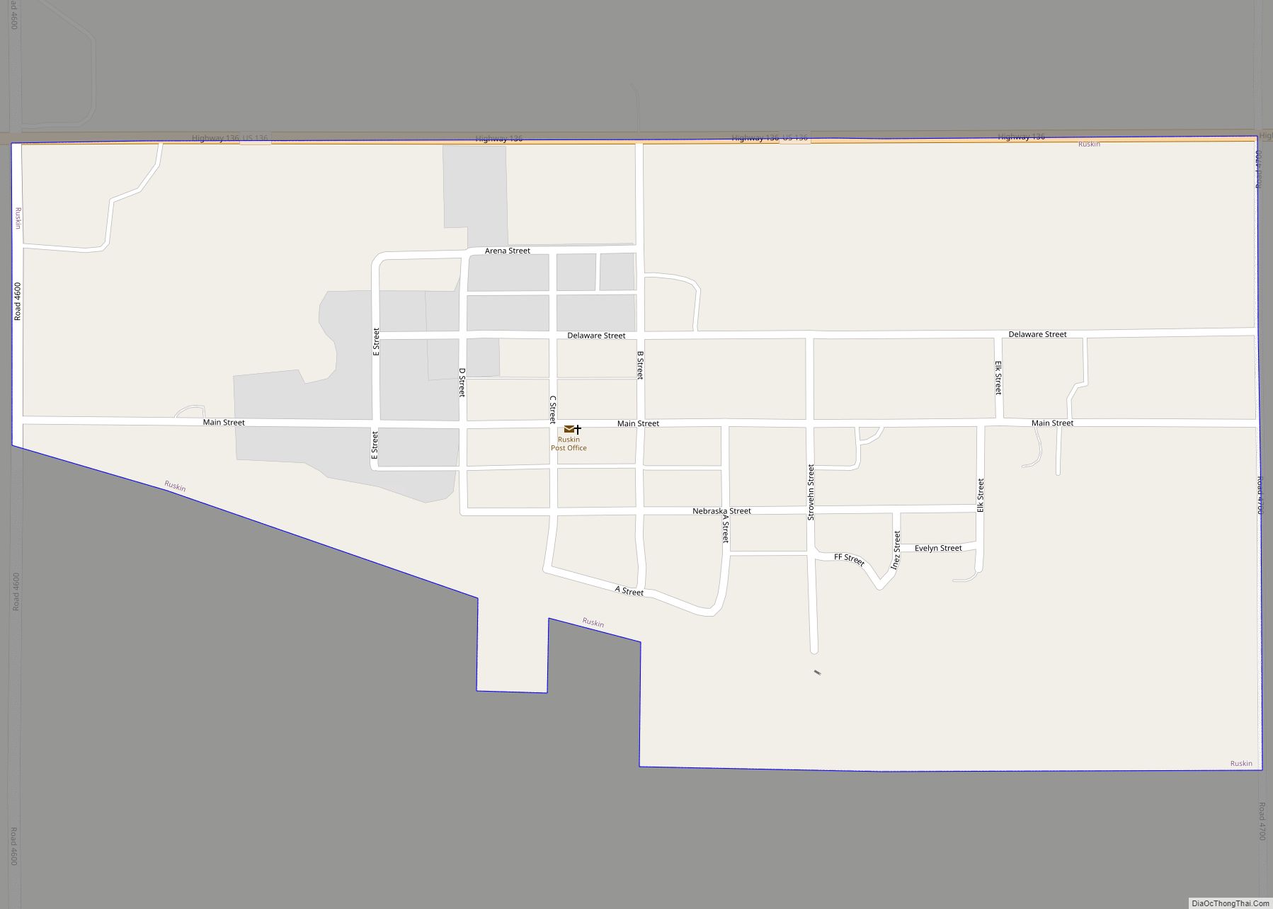 Map of Ruskin village, Nebraska