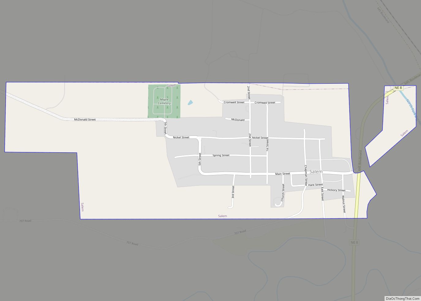 Map of Salem village, Nebraska