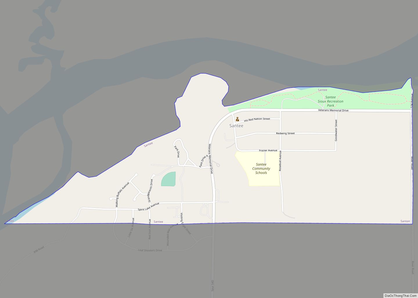 Map of Santee village, Nebraska