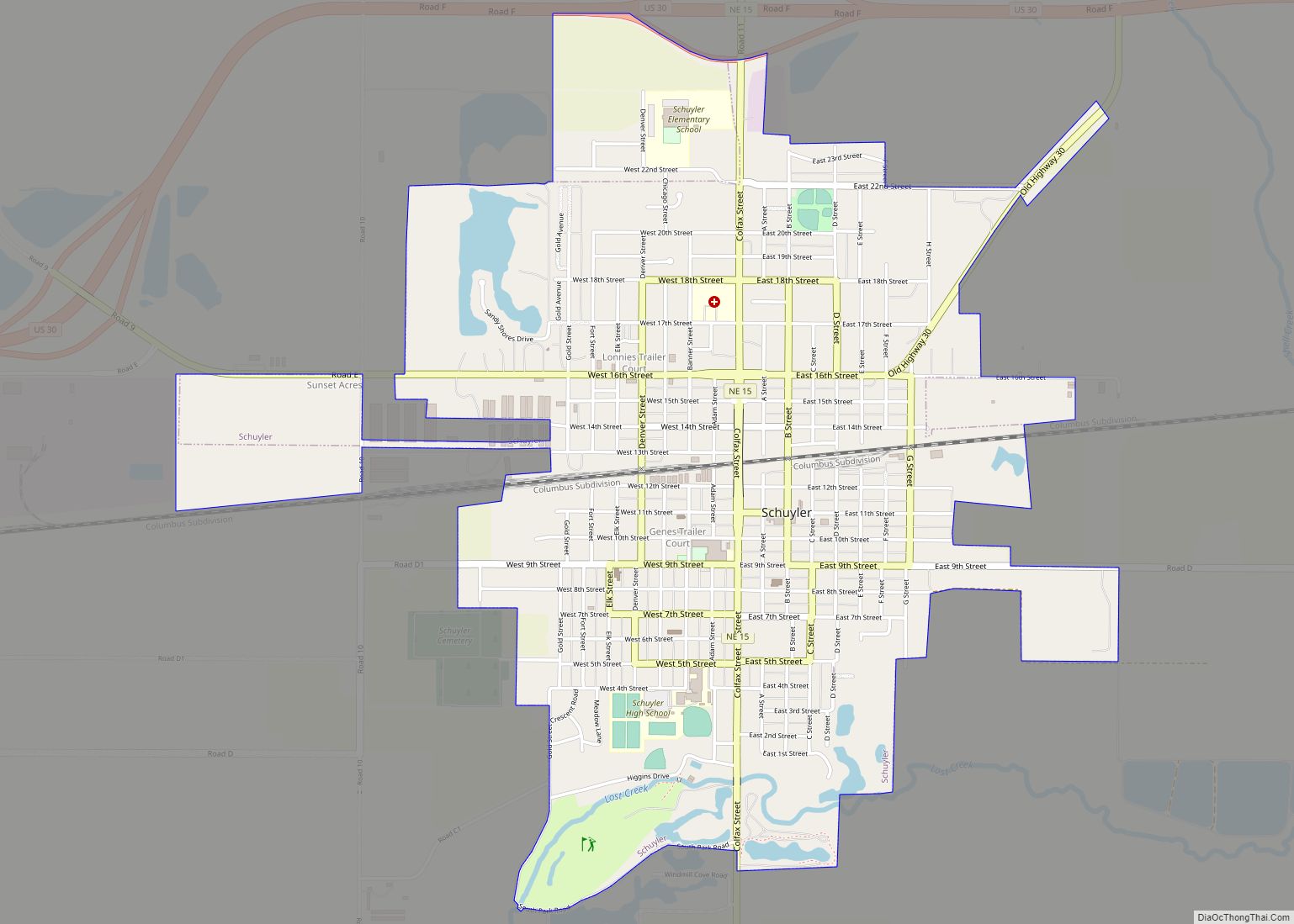 Map of Schuyler city