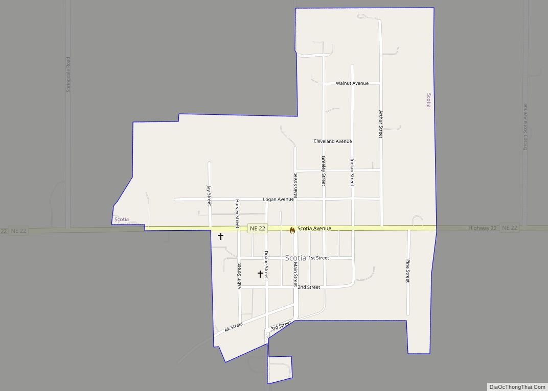 Map of Scotia village, Nebraska