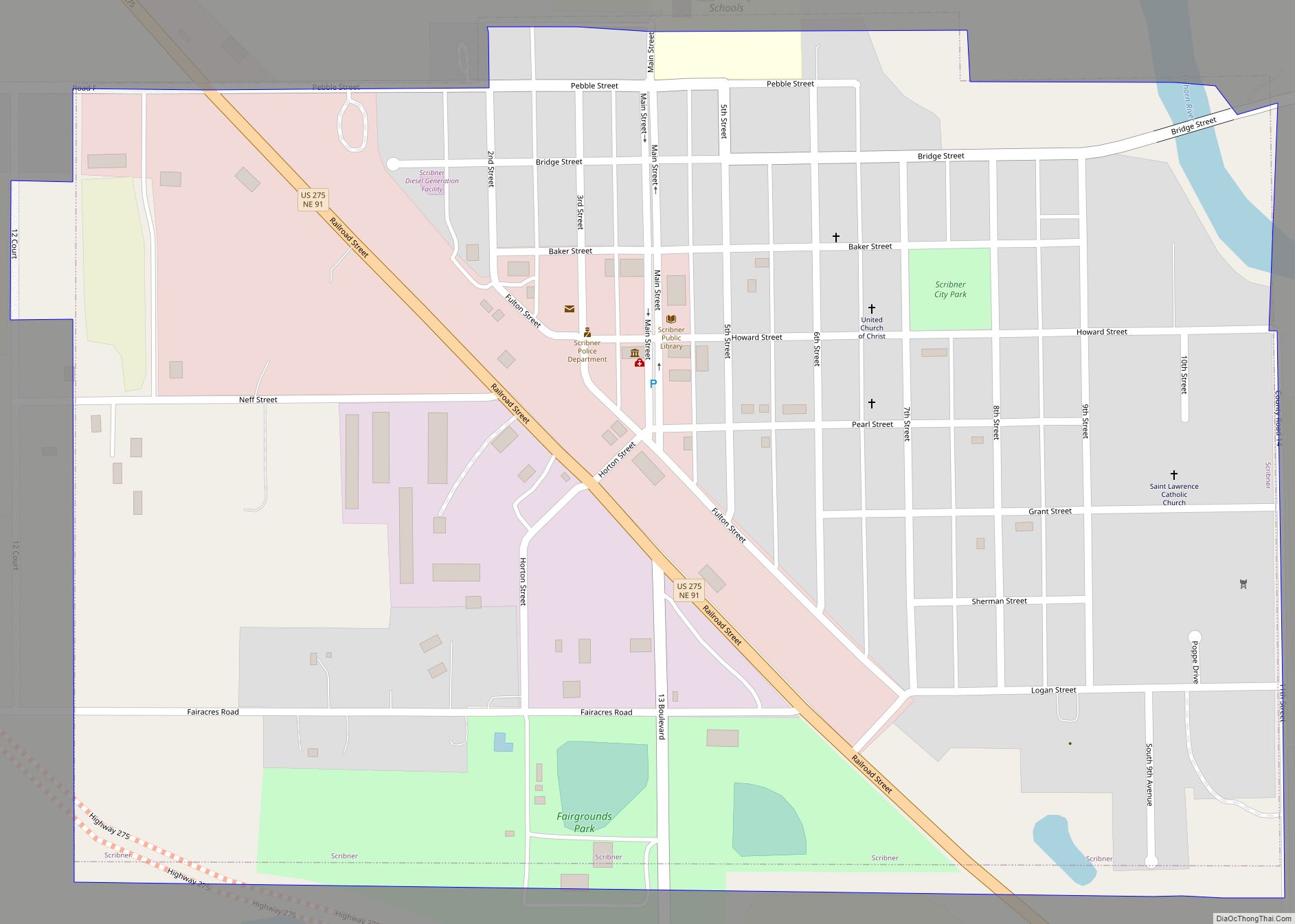 Map of Scribner city