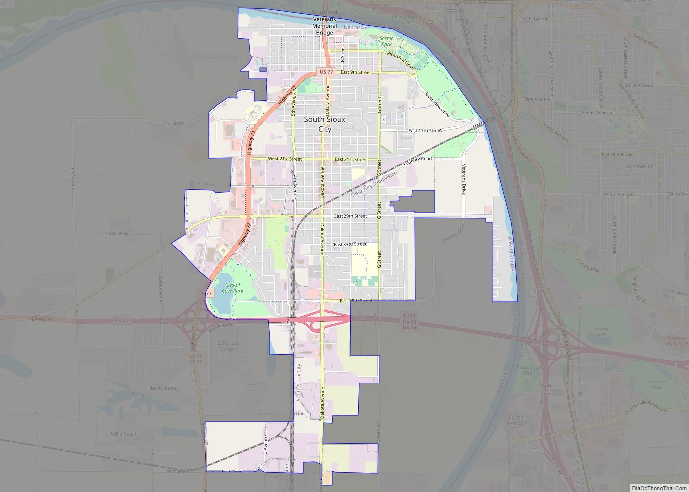 Map of South Sioux City city