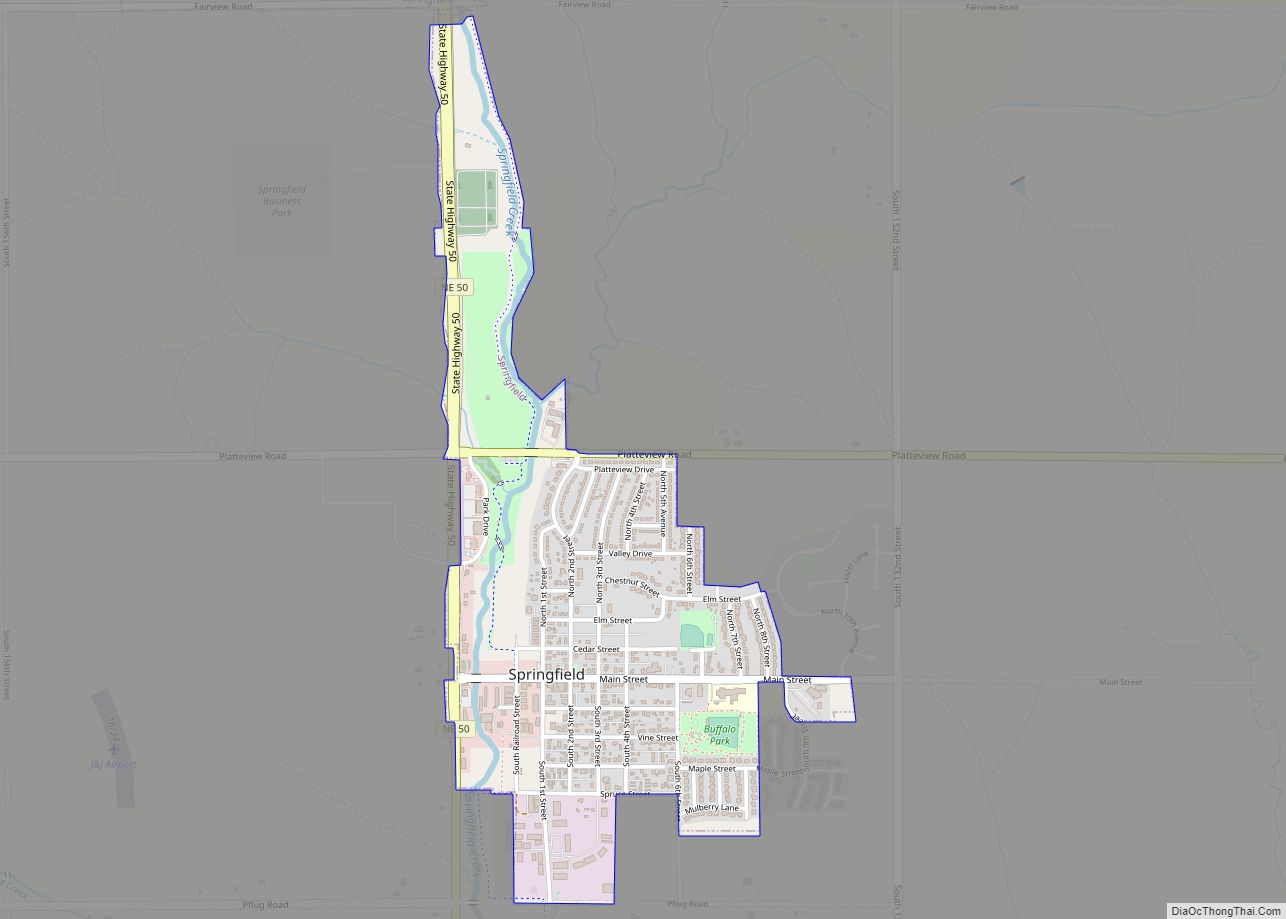 Map of Springfield city, Nebraska