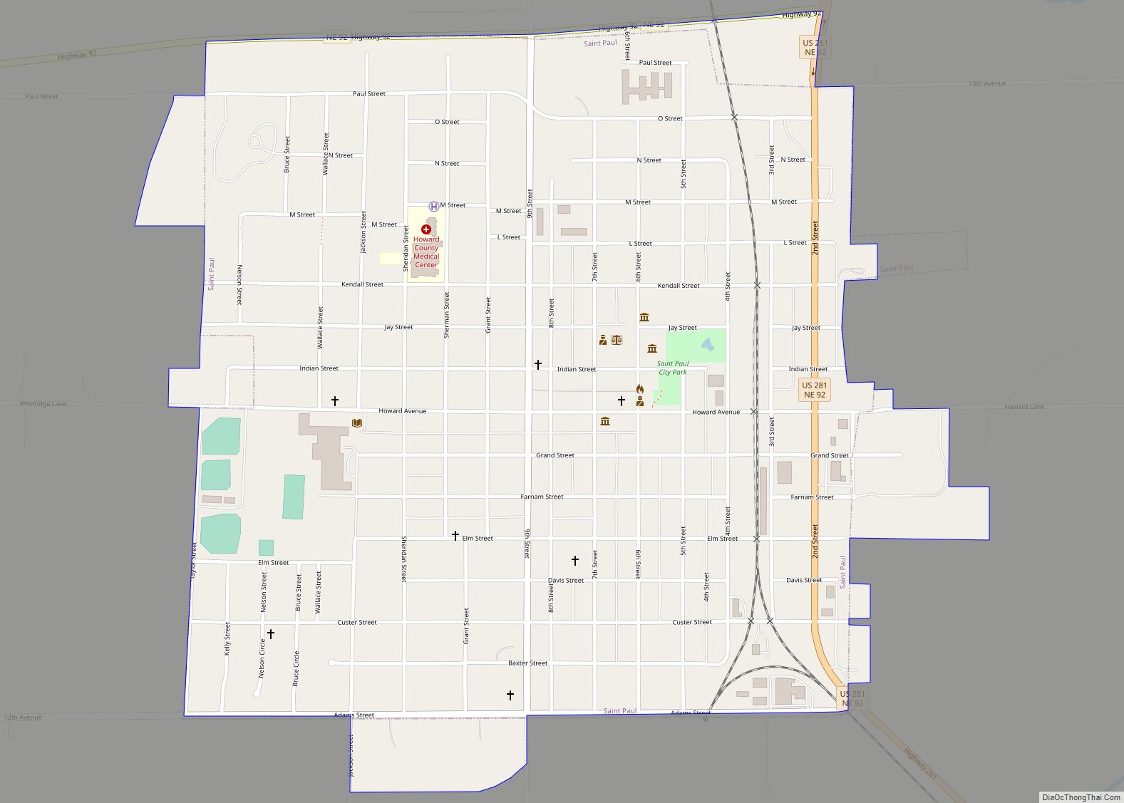 Map of St. Paul city, Nebraska