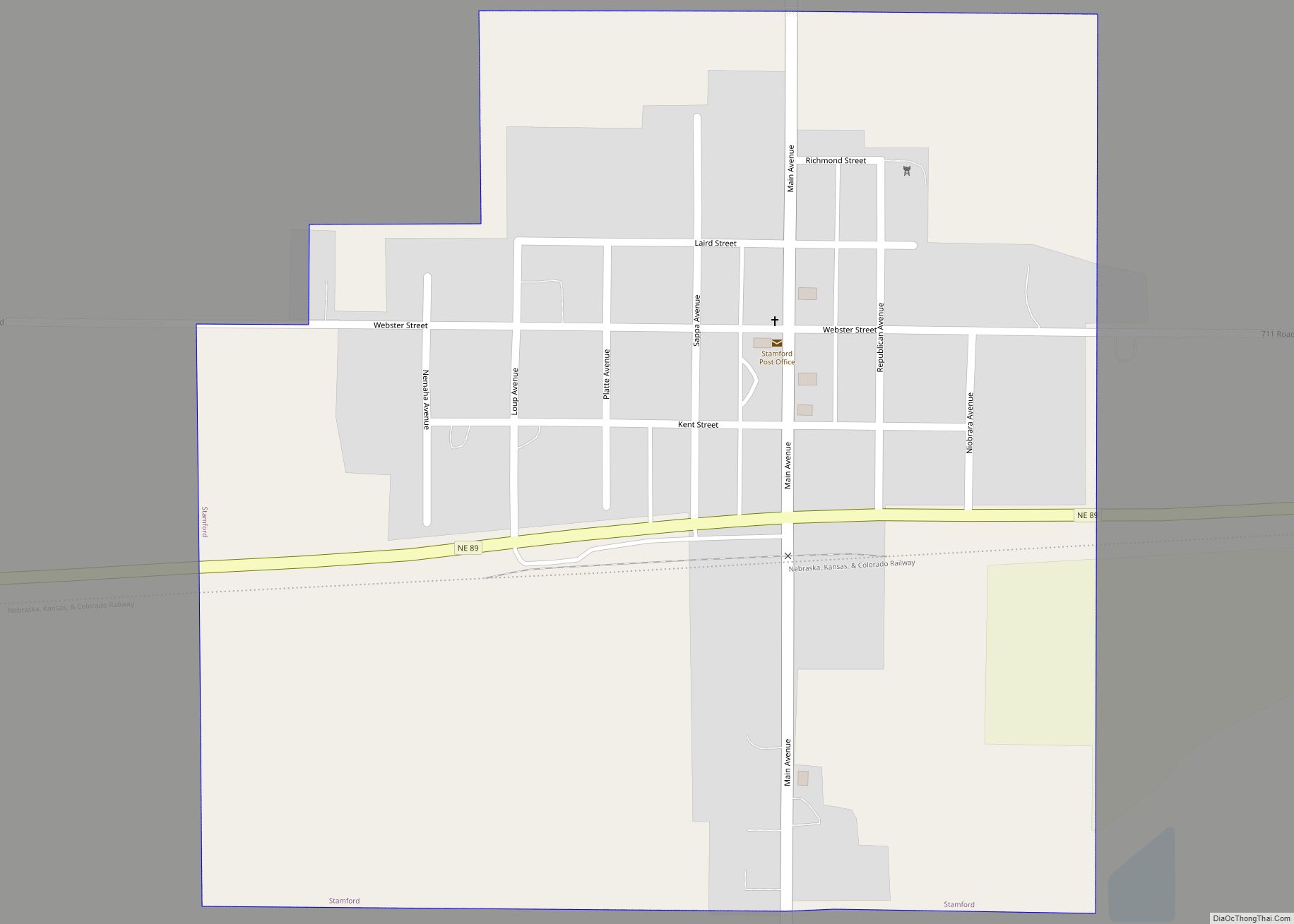 Map of Stamford village, Nebraska