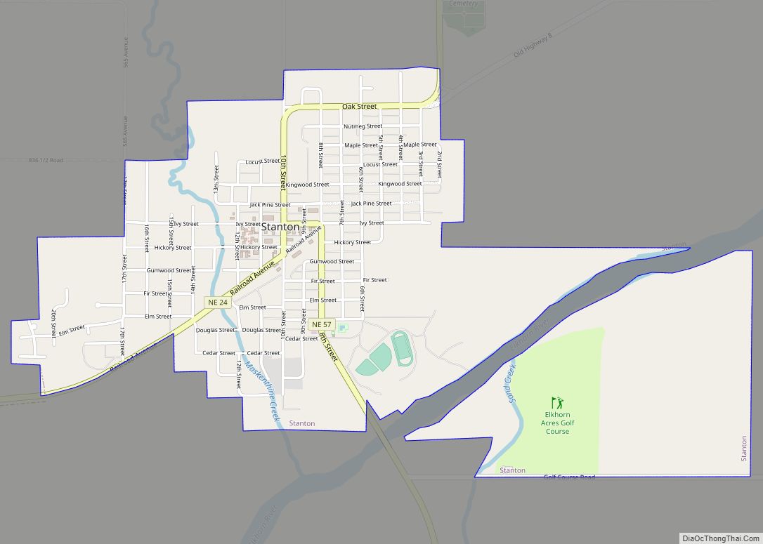 Map of Stanton city, Nebraska