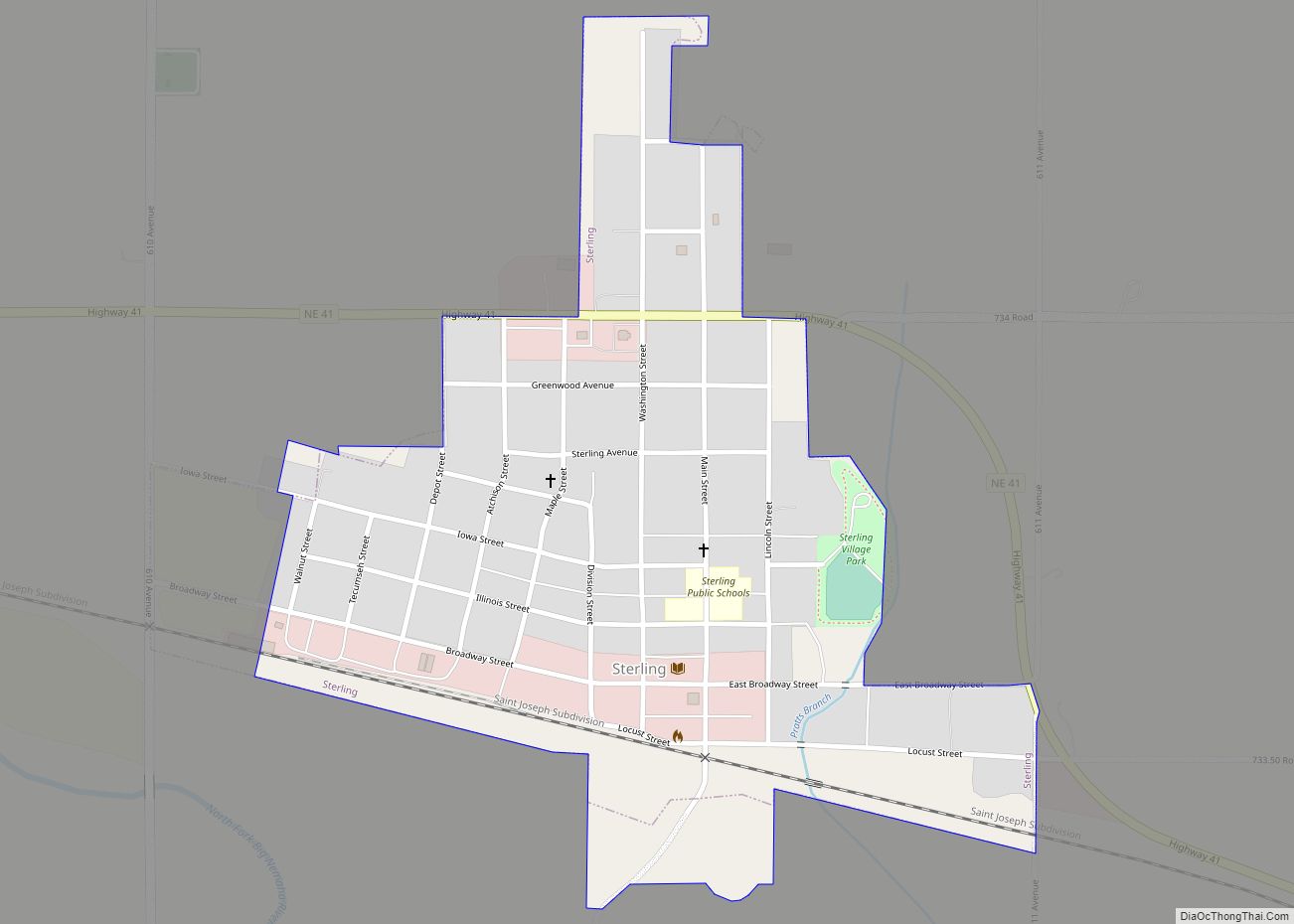 Map of Sterling village, Nebraska