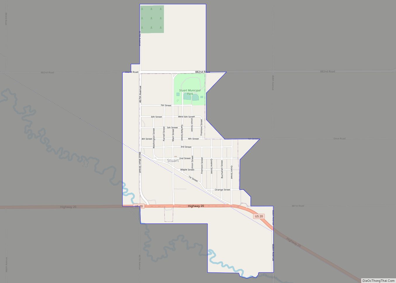 Map of Stuart village, Nebraska