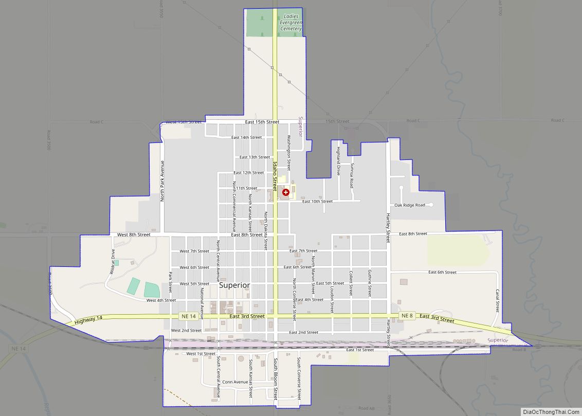 Map of Superior city, Nebraska