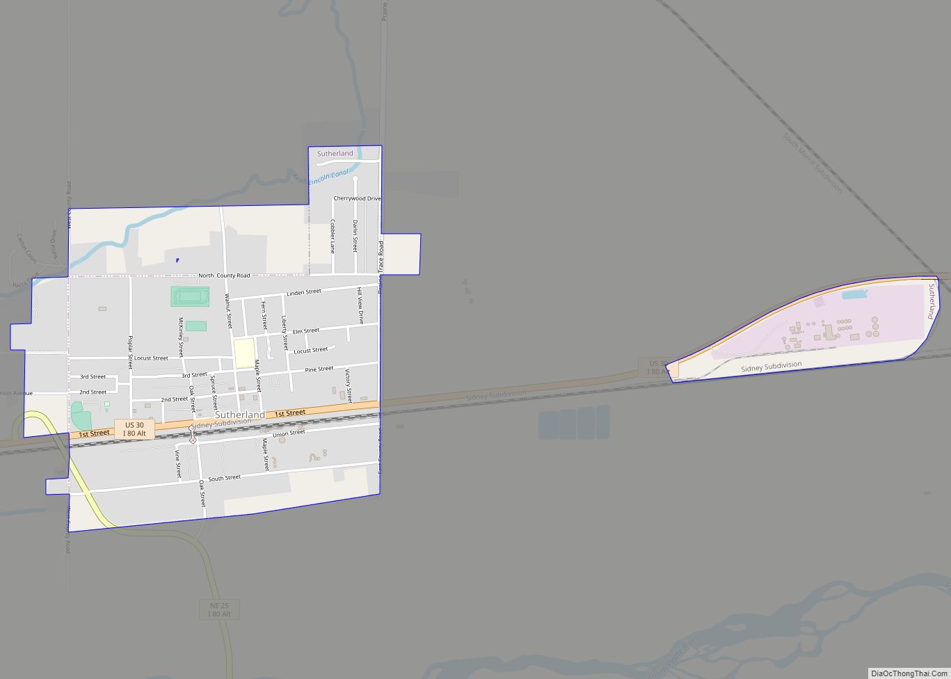 Map of Sutherland village, Nebraska