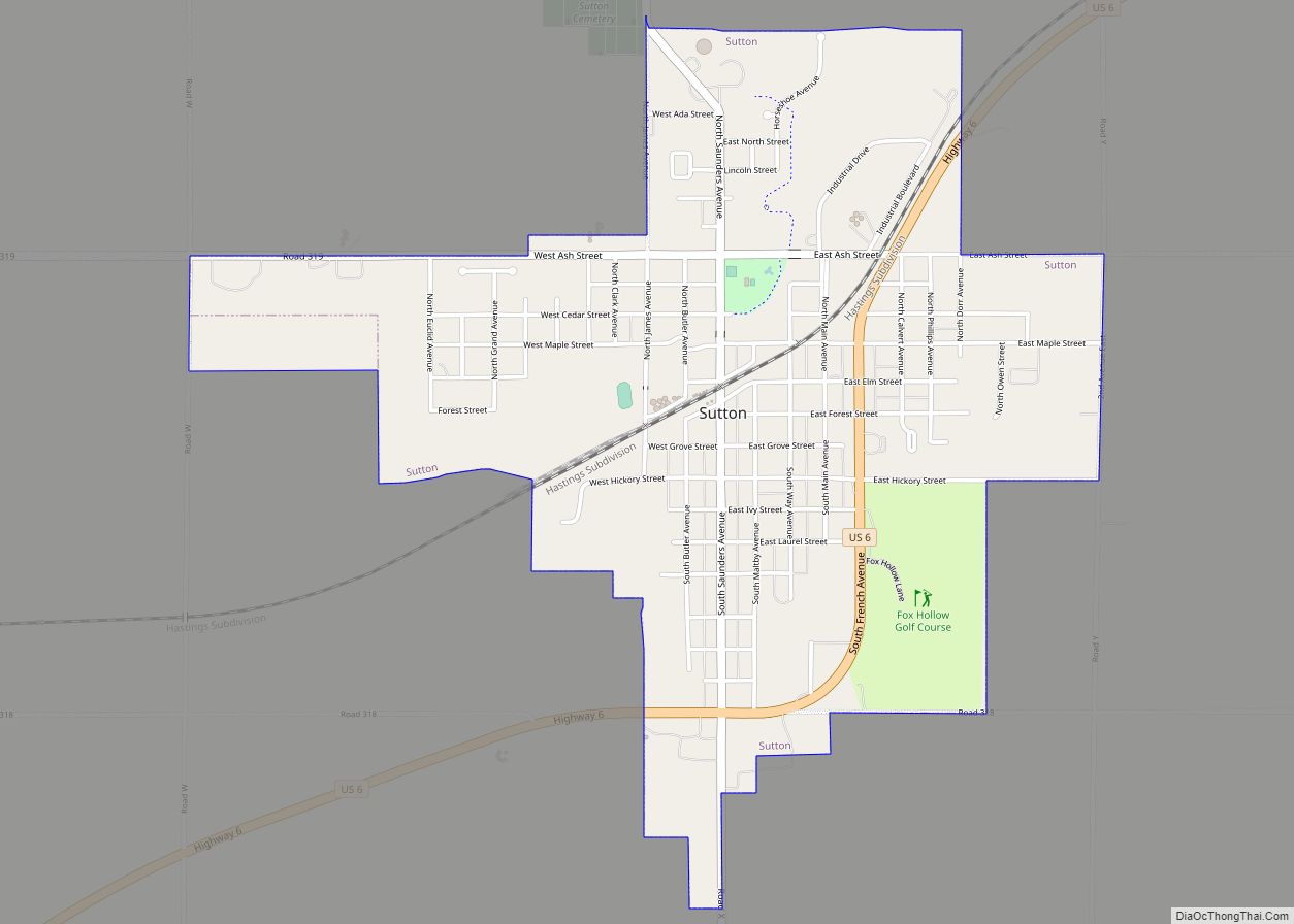 Map of Sutton city, Nebraska
