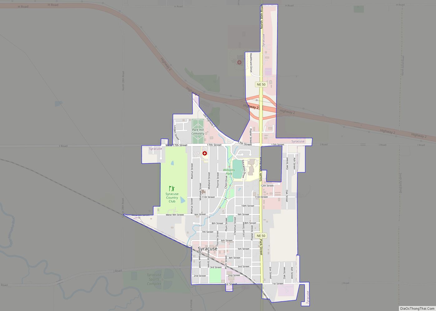 Map of Syracuse city, Nebraska