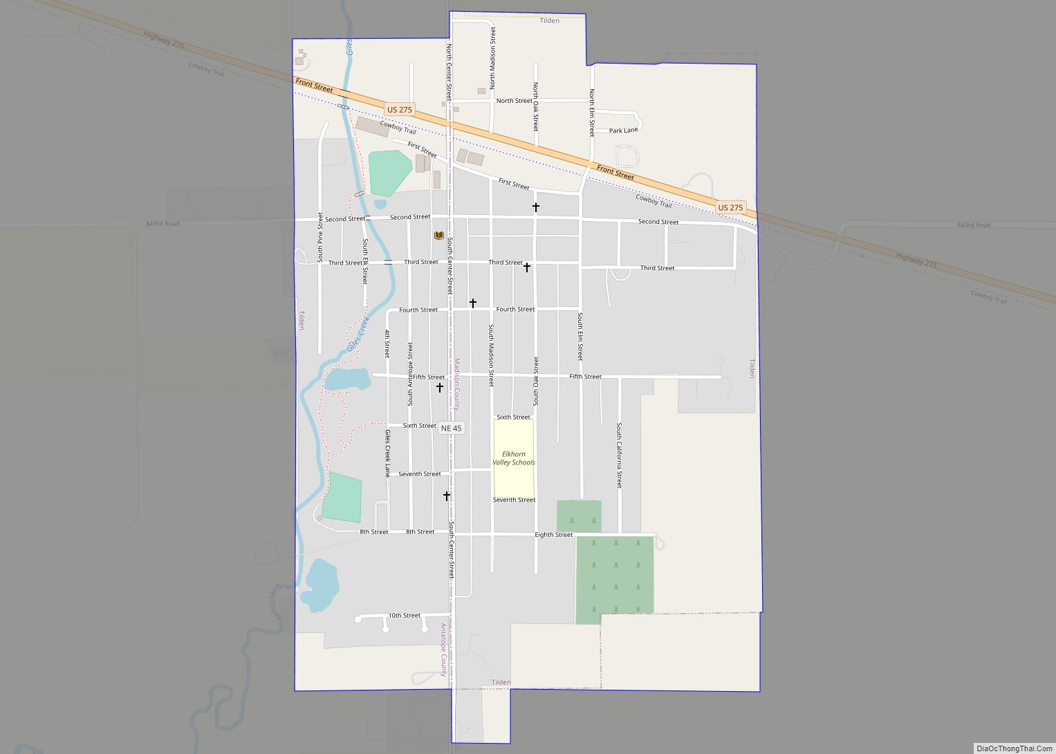 Map of Tilden city, Nebraska