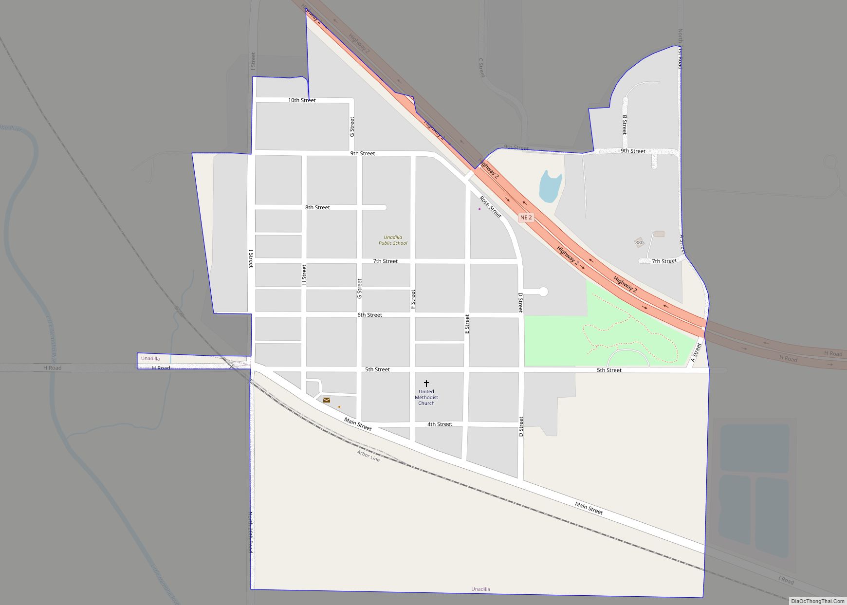 Map of Unadilla village, Nebraska