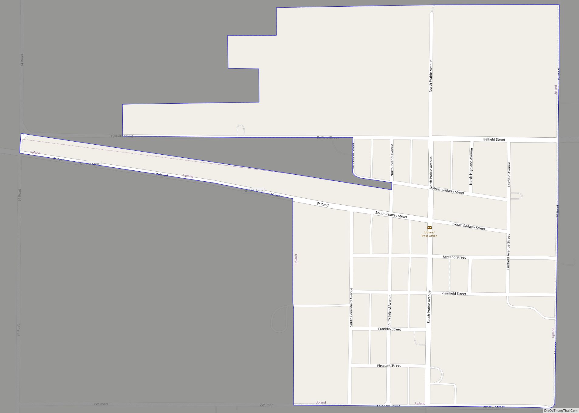 Map of Upland village, Nebraska