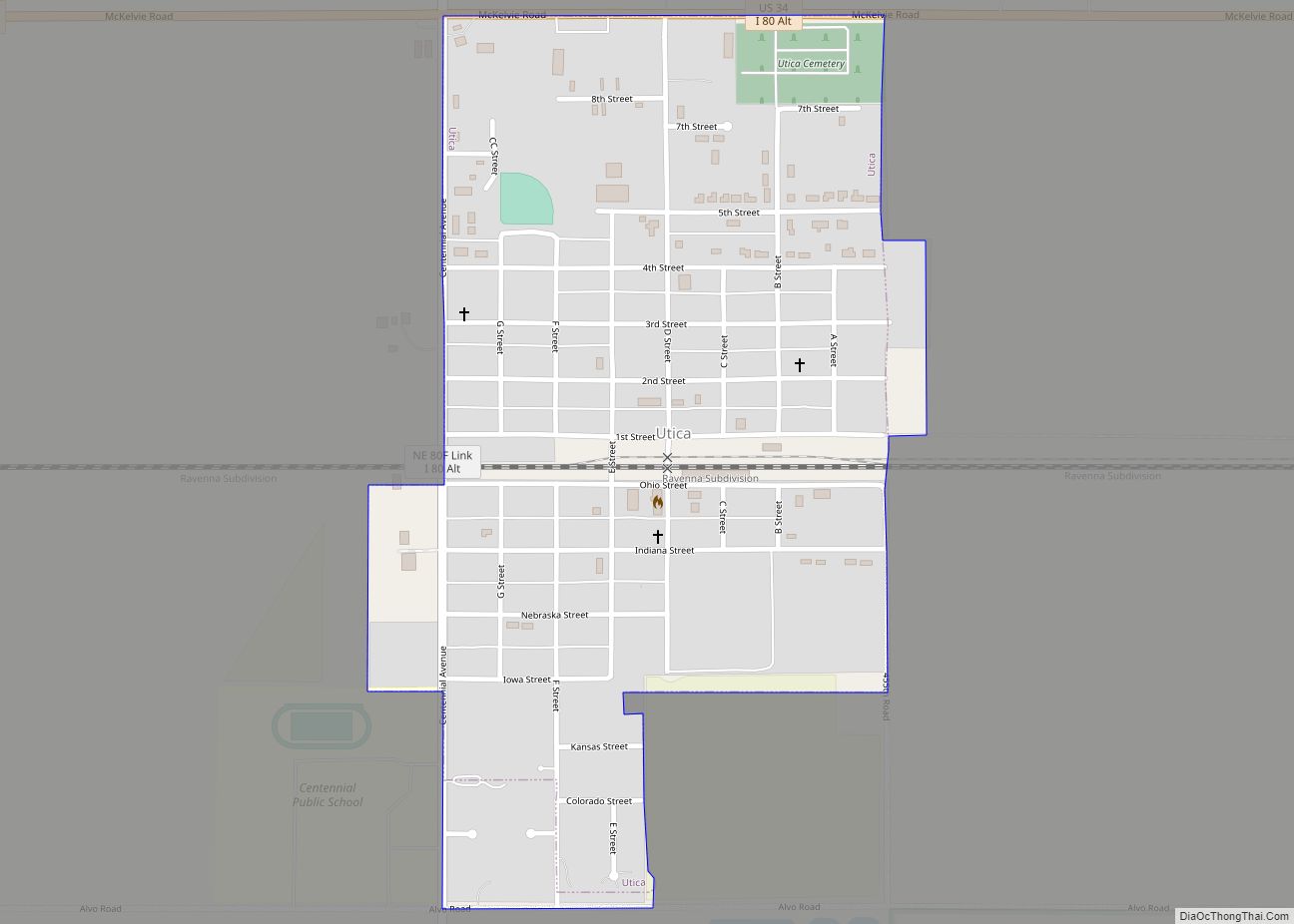 Map of Utica village, Nebraska