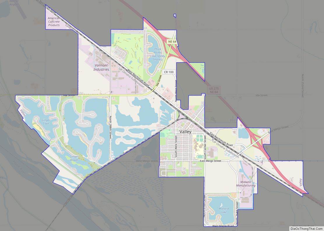 Map of Valley city, Nebraska