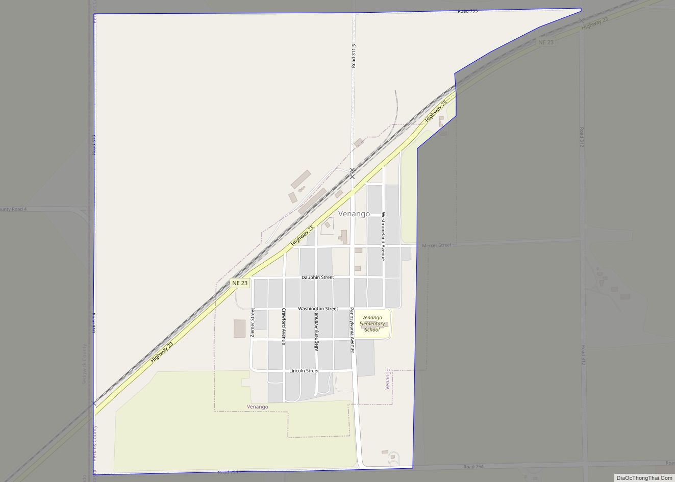 Map of Venango village