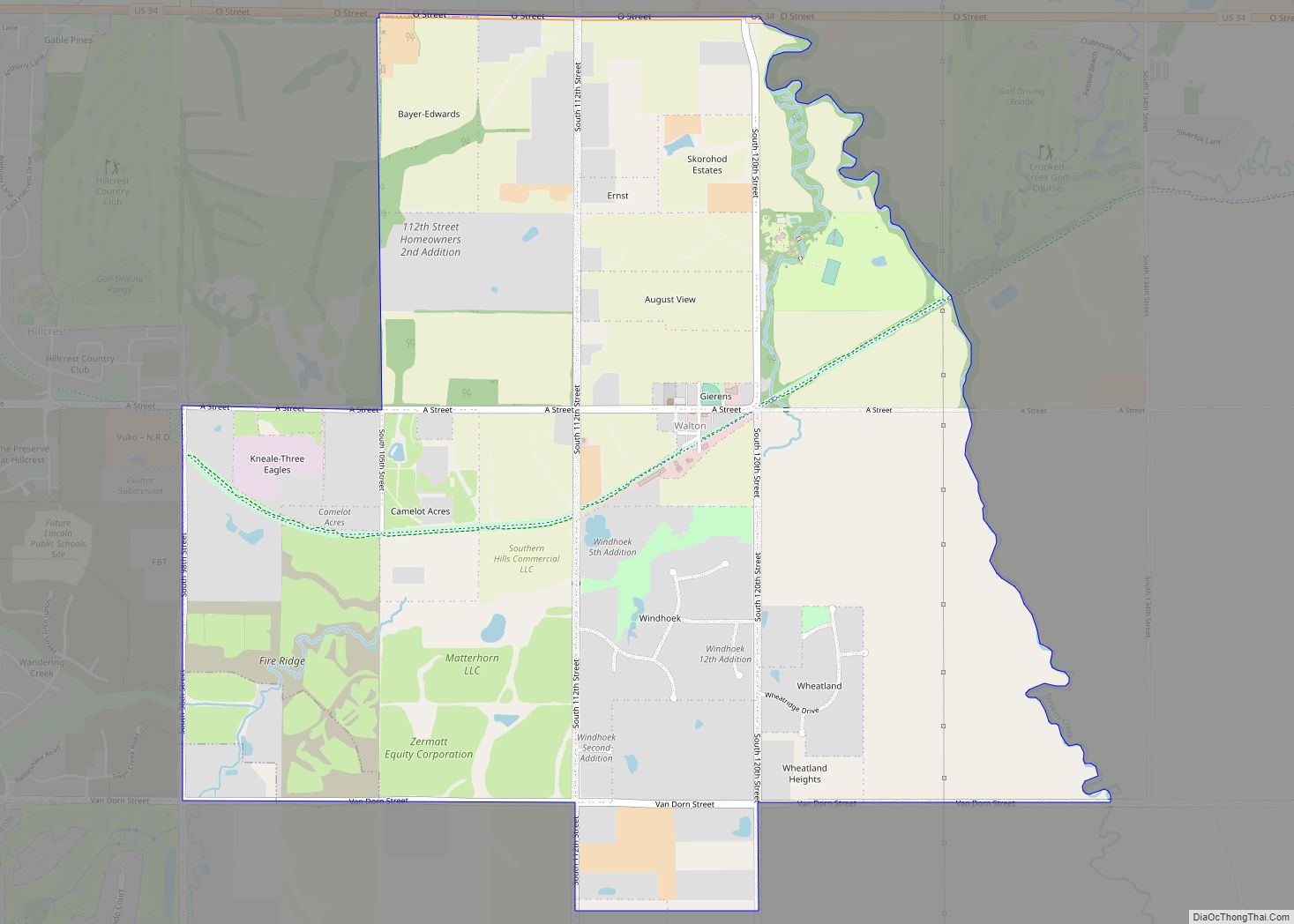 Map of Walton CDP, Nebraska