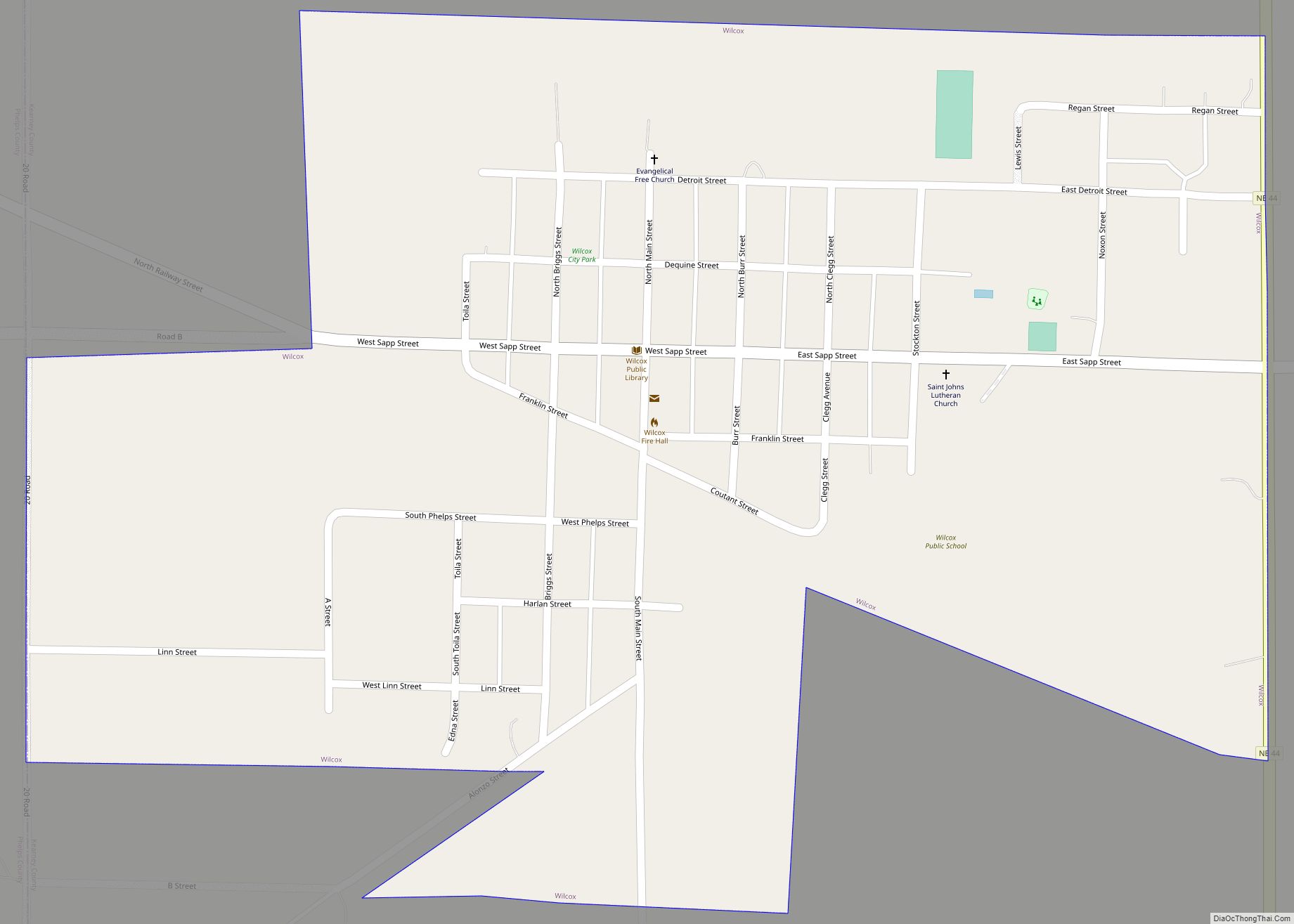 Map of Wilcox village