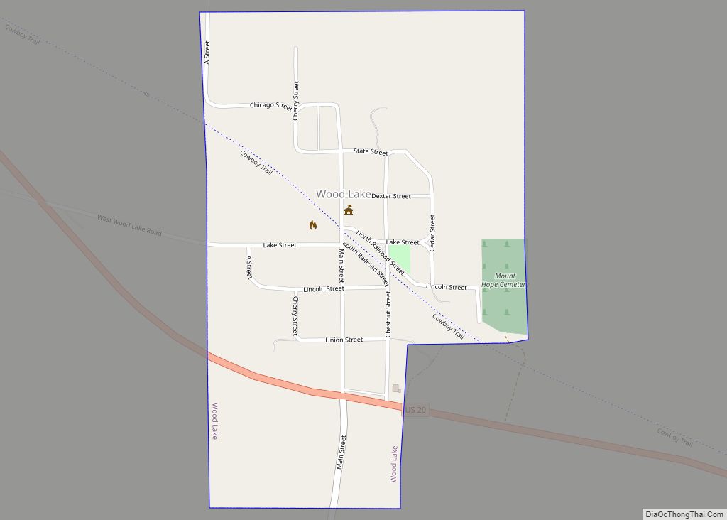 Map of Wood Lake village, Nebraska