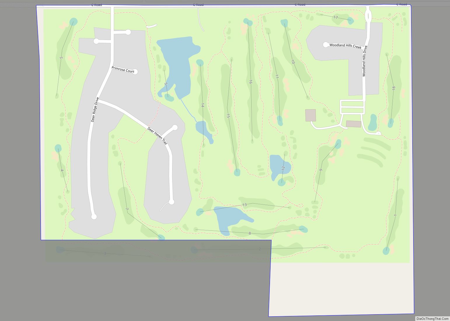 Map of Woodland Hills CDP, Nebraska