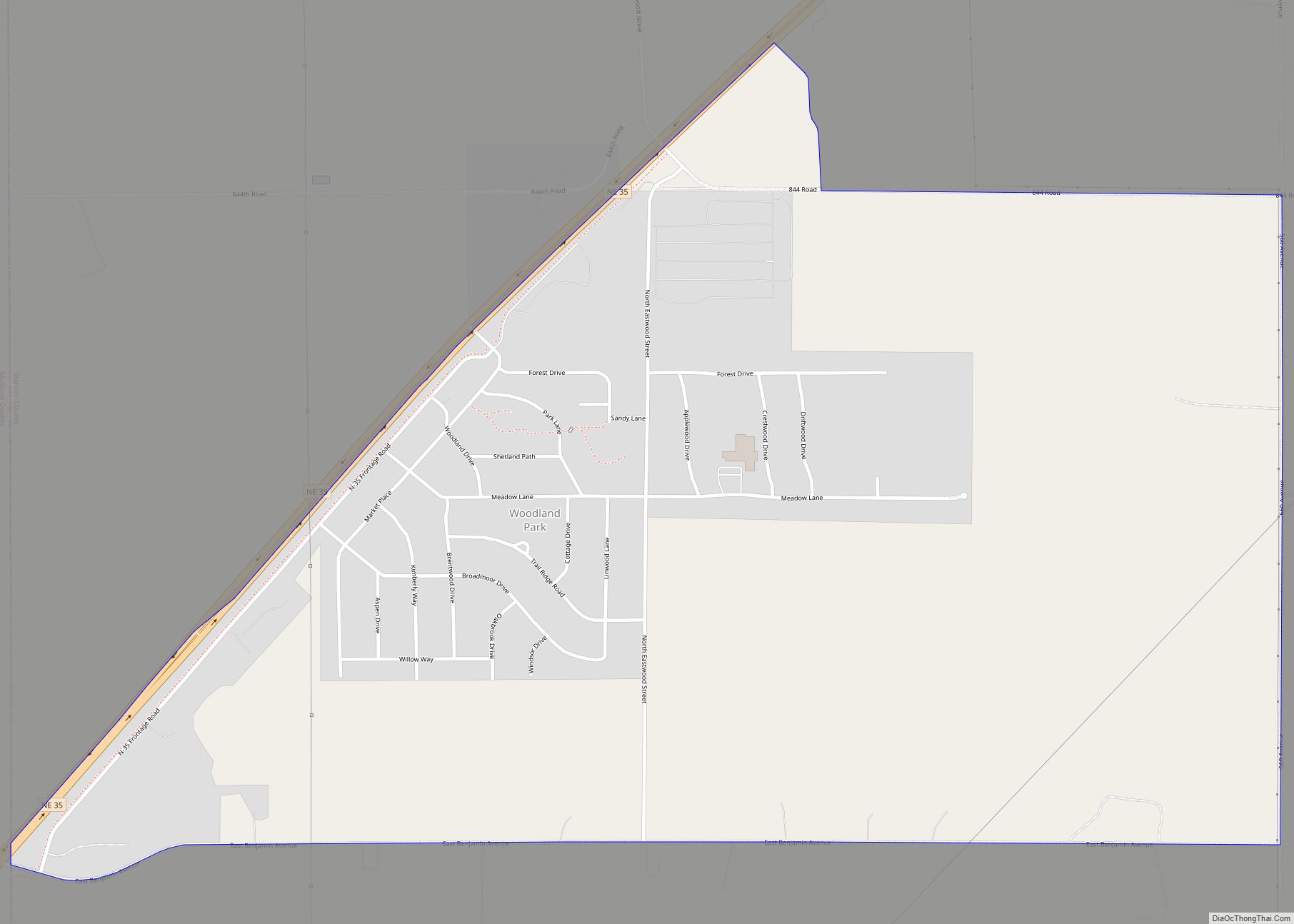 Map of Woodland Park CDP, Nebraska