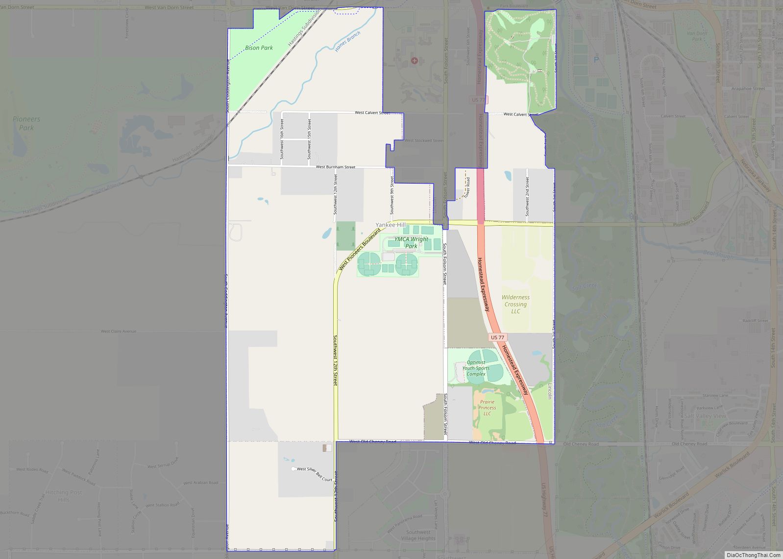 Map of Yankee Hill CDP, Nebraska