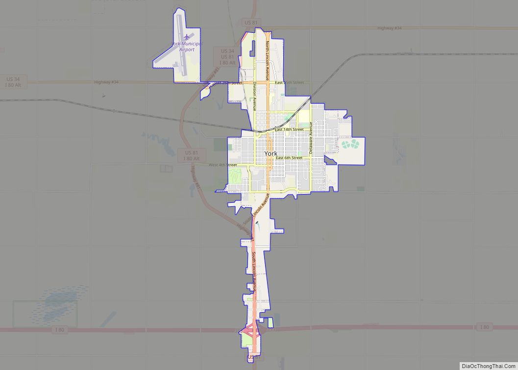 Map of York city, Nebraska