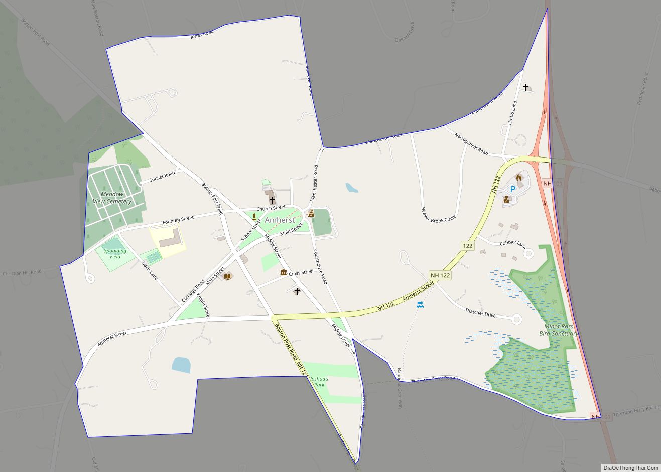 Map of Amherst CDP, New Hampshire