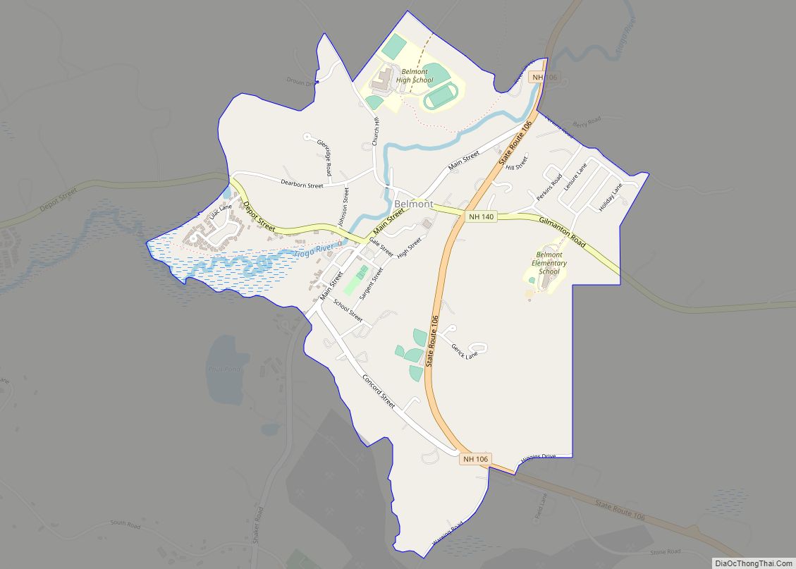 Map of Belmont CDP, New Hampshire