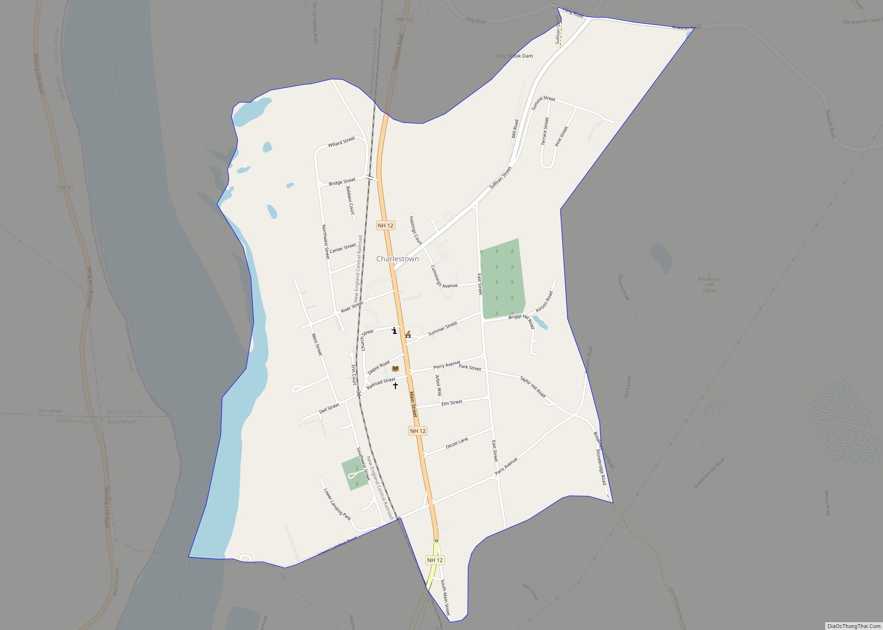 Map of Charlestown CDP, New Hampshire
