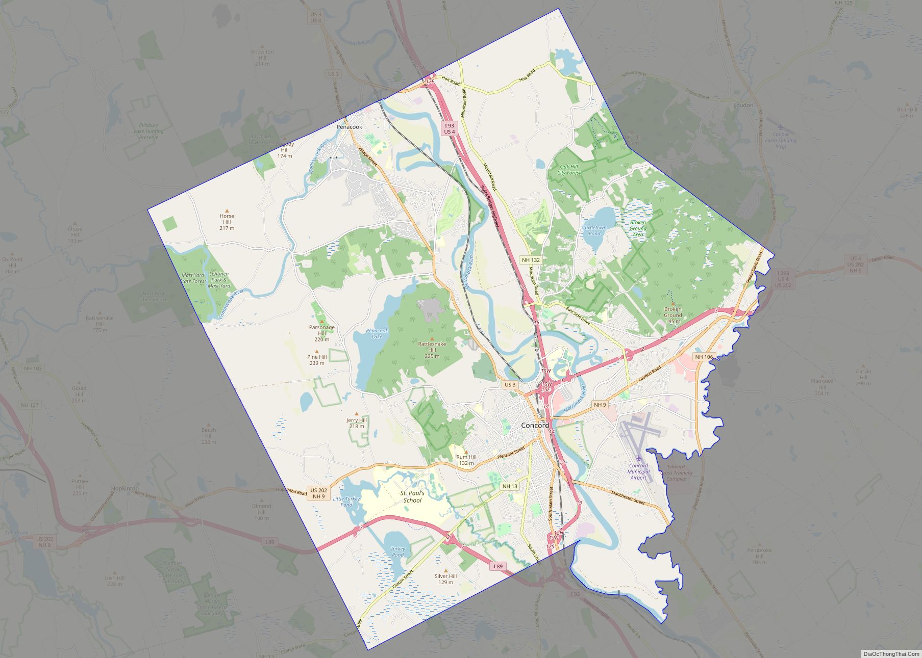 Map of Concord city, New Hampshire