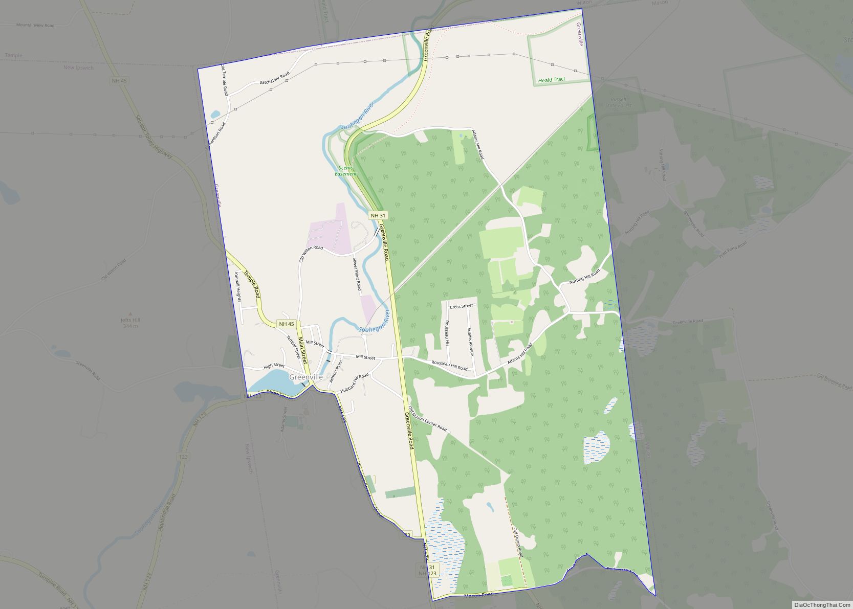 Map of Greenville CDP, New Hampshire