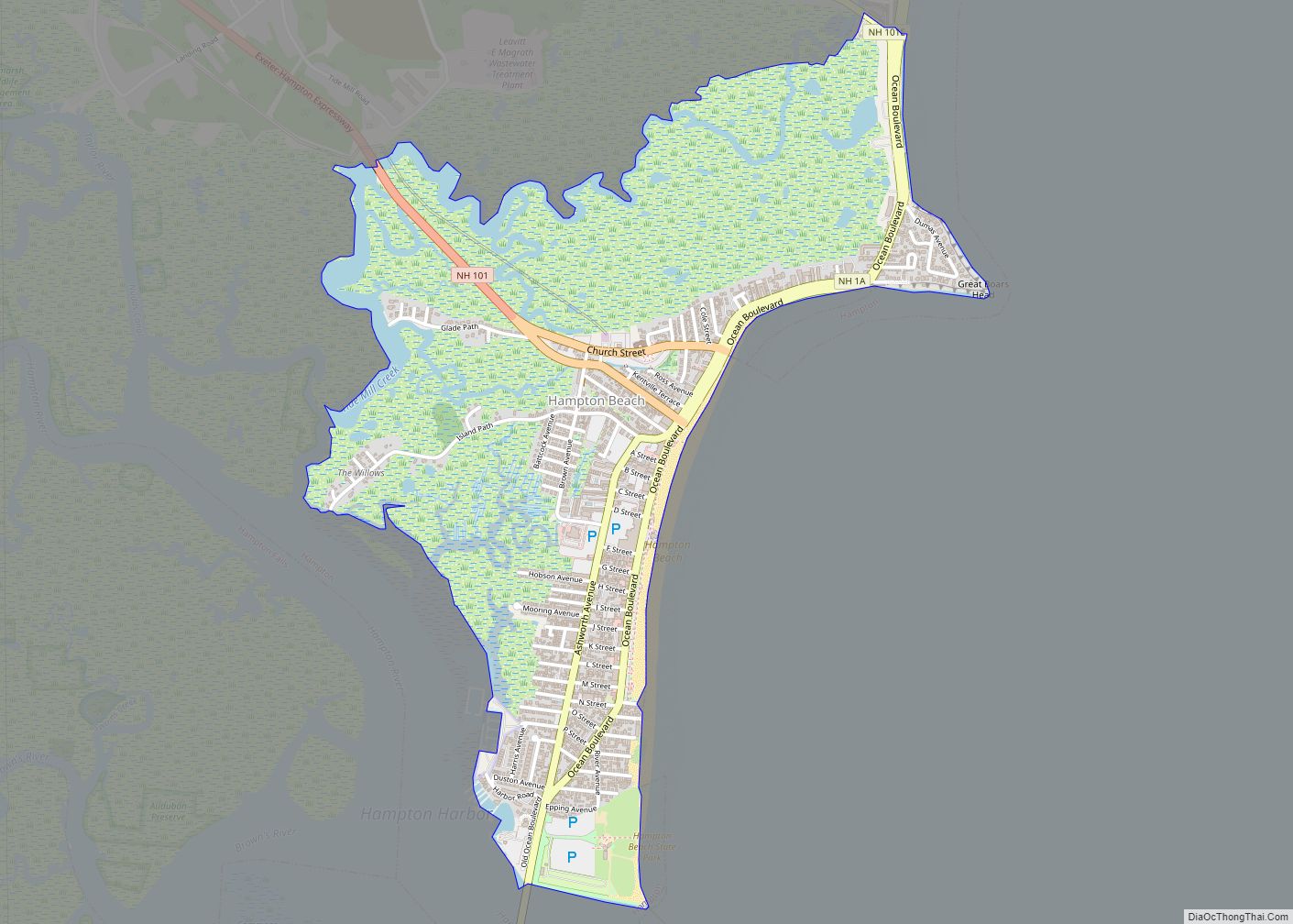 Map of Hampton Beach CDP