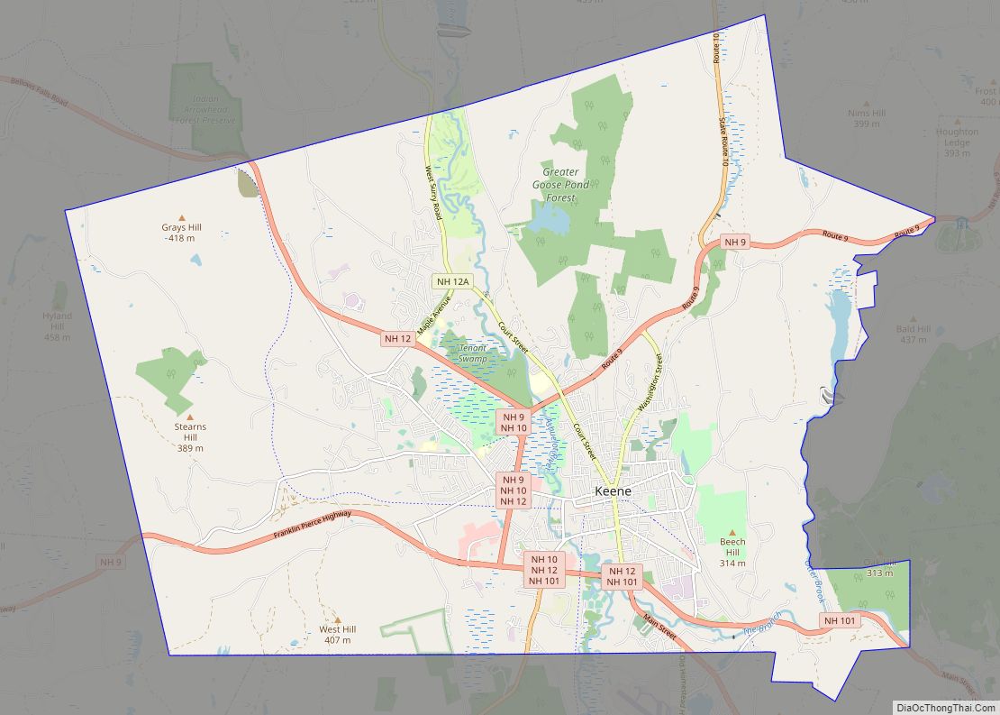 Map of Keene city, New Hampshire