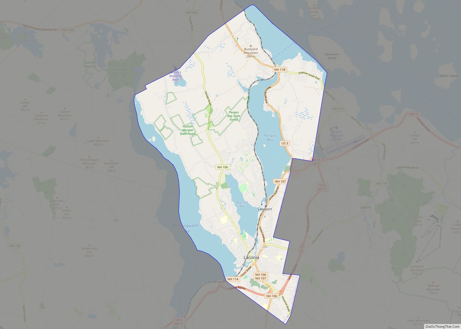 Map of Laconia city, New Hampshire