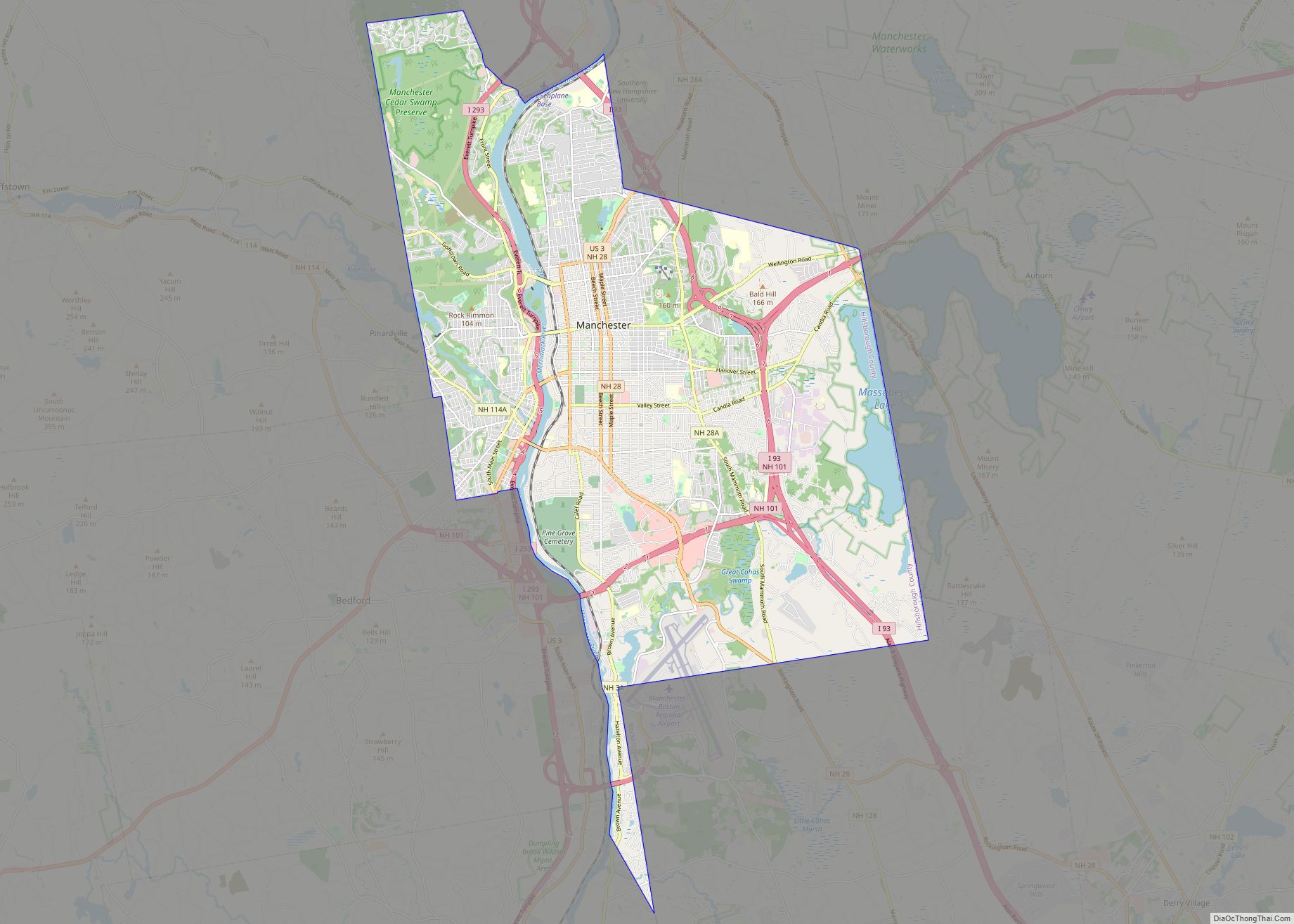 Map of Manchester city, New Hampshire