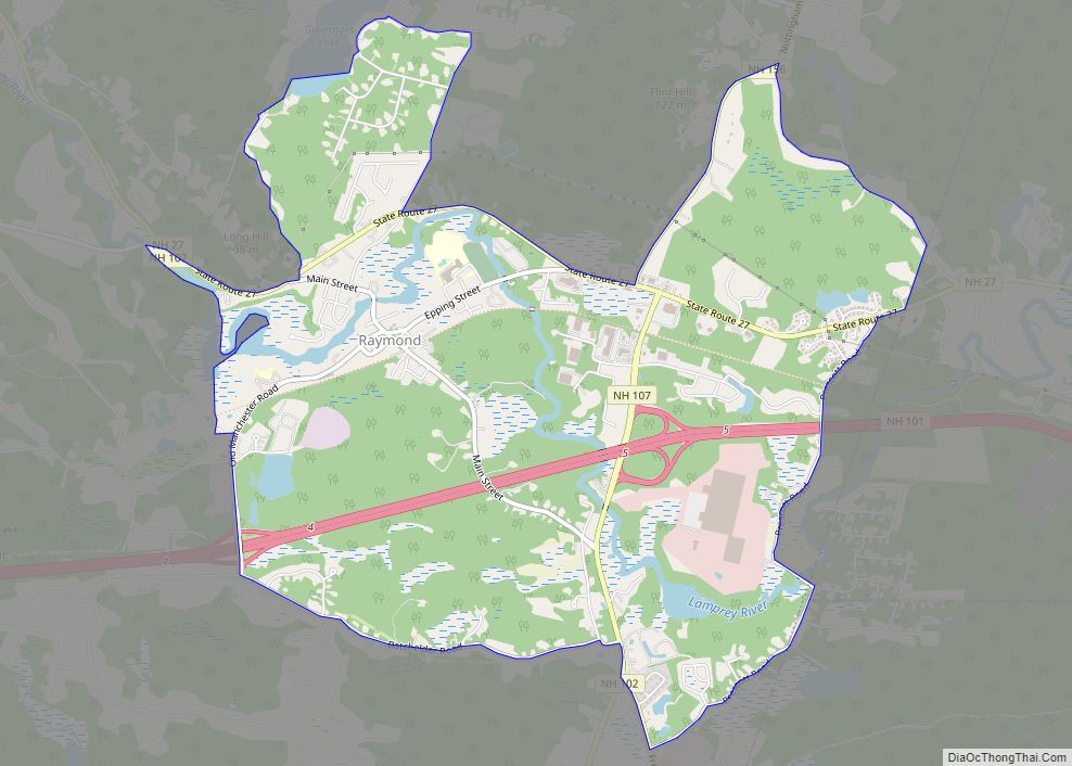 Map of Raymond CDP, New Hampshire