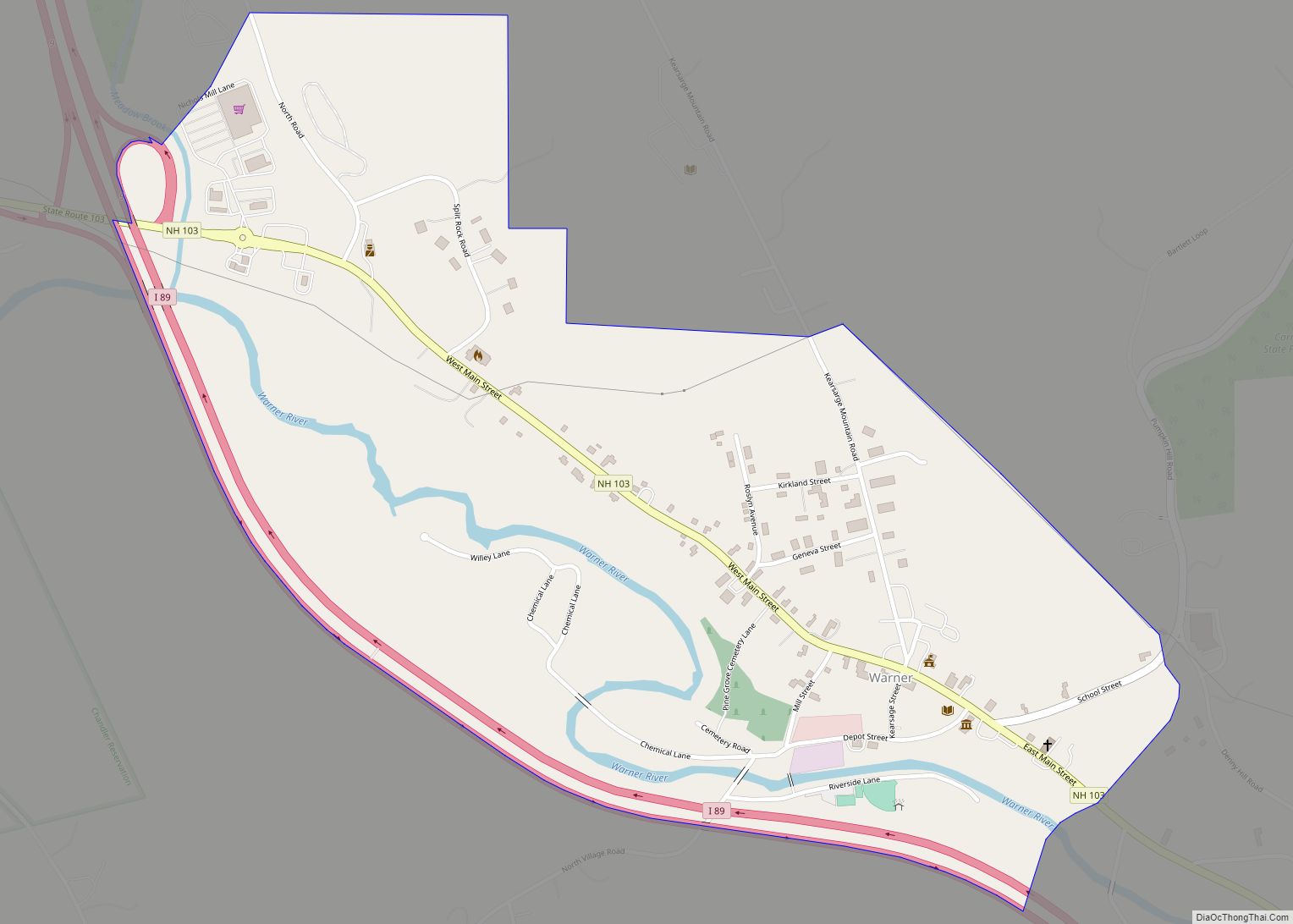 Map of Warner CDP