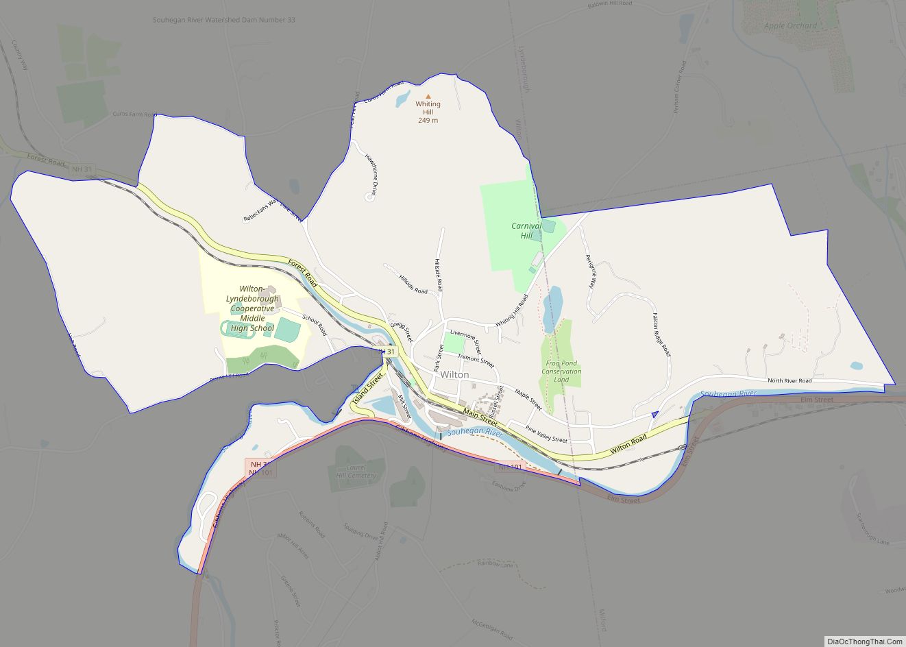 Map of Wilton CDP, New Hampshire