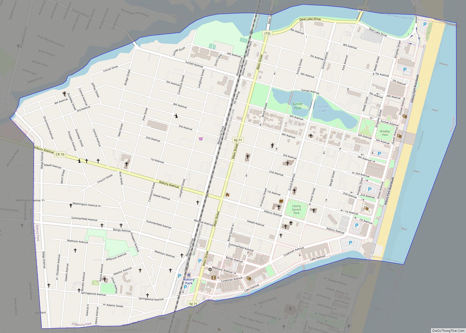 Map of Asbury Park city