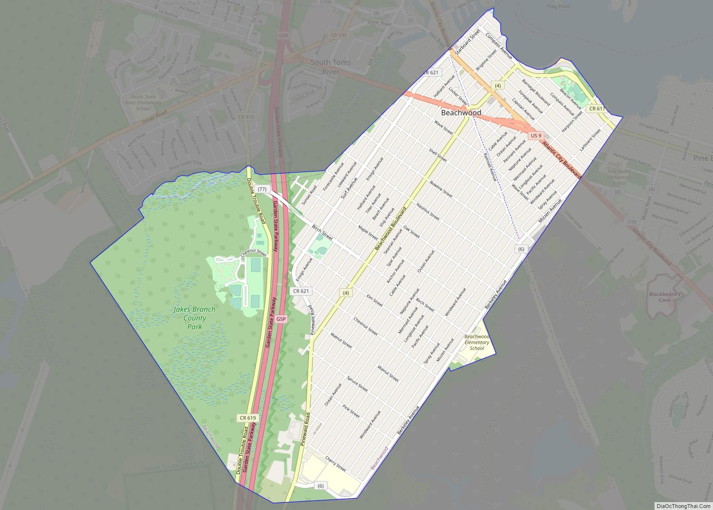 Map of Beachwood borough