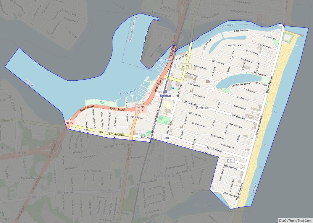 Map of Belmar borough, New Jersey