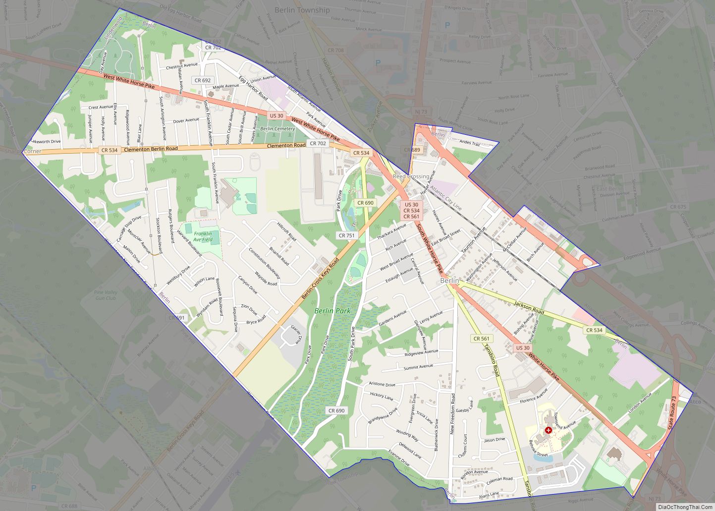 Map of Berlin borough, New Jersey
