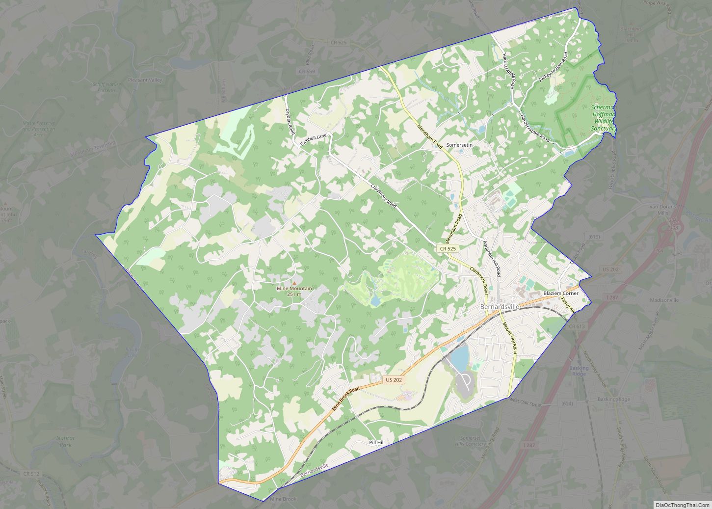 Map of Bernardsville borough