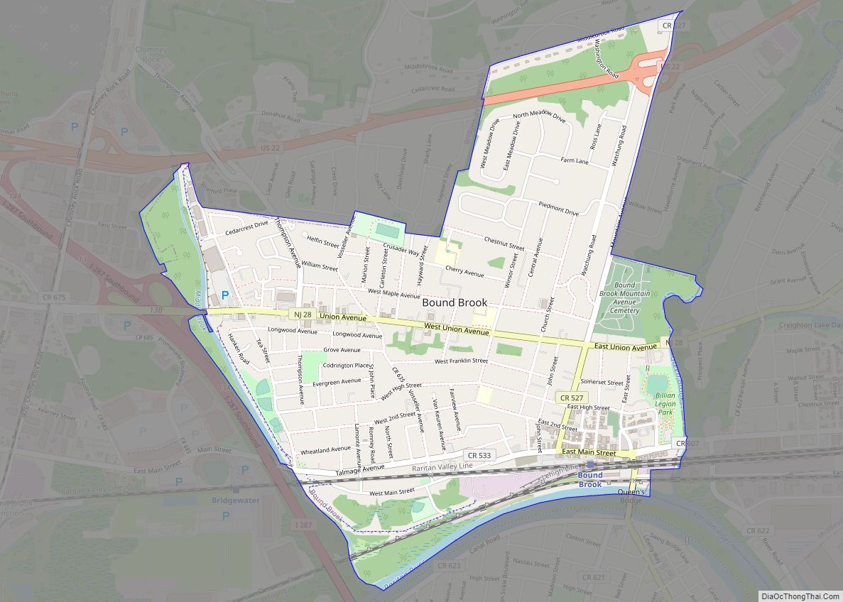 Map of Bound Brook borough