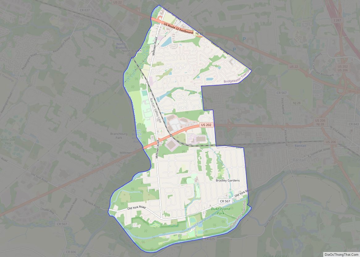 Map of Bradley Gardens CDP